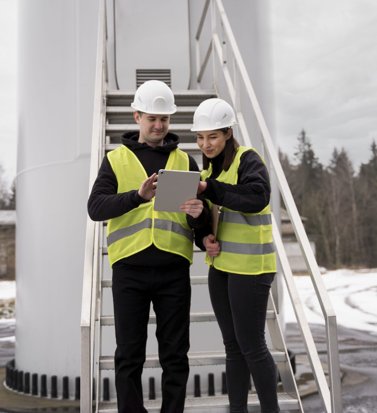 full-shot-smiley-engineers-with-tablet full-shot-smiley-engineers-with-tablet